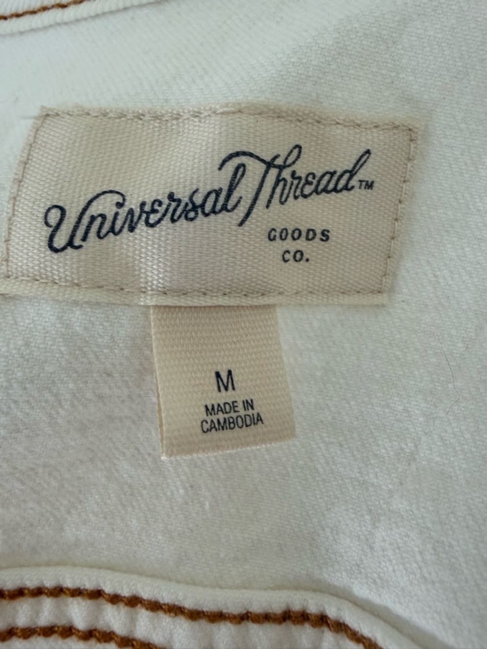Universal Thread Goods Co. Off White Raw Hem Cropped Denim Jacket - Size M EUC - Picture 9 of 14